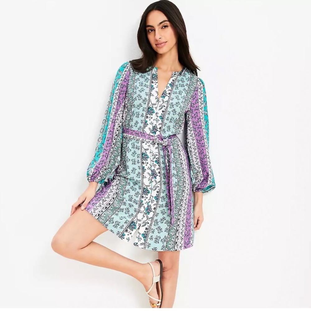 LOFT Multicolor Long Sleeve Dress